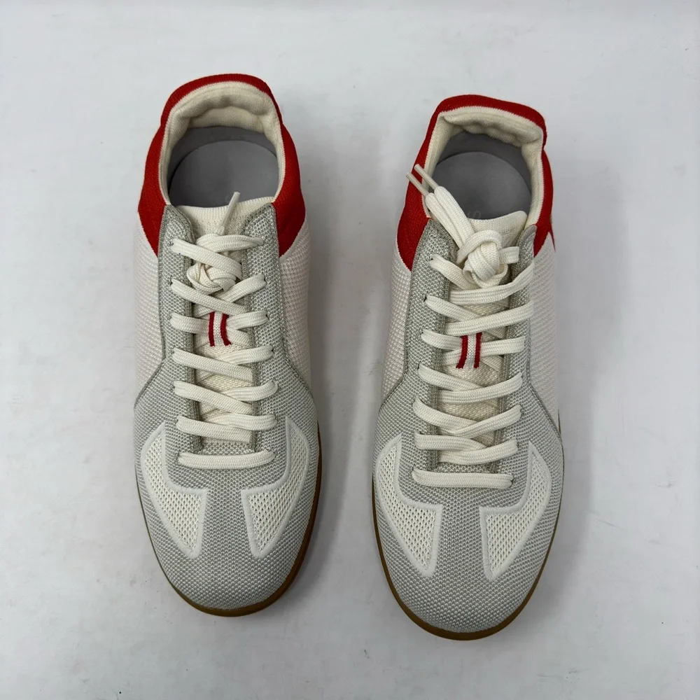 Rothy’s The RS01 Sneaker Off White Red Grey Up Comfort Gum Bottom Men’s 9 NWOB